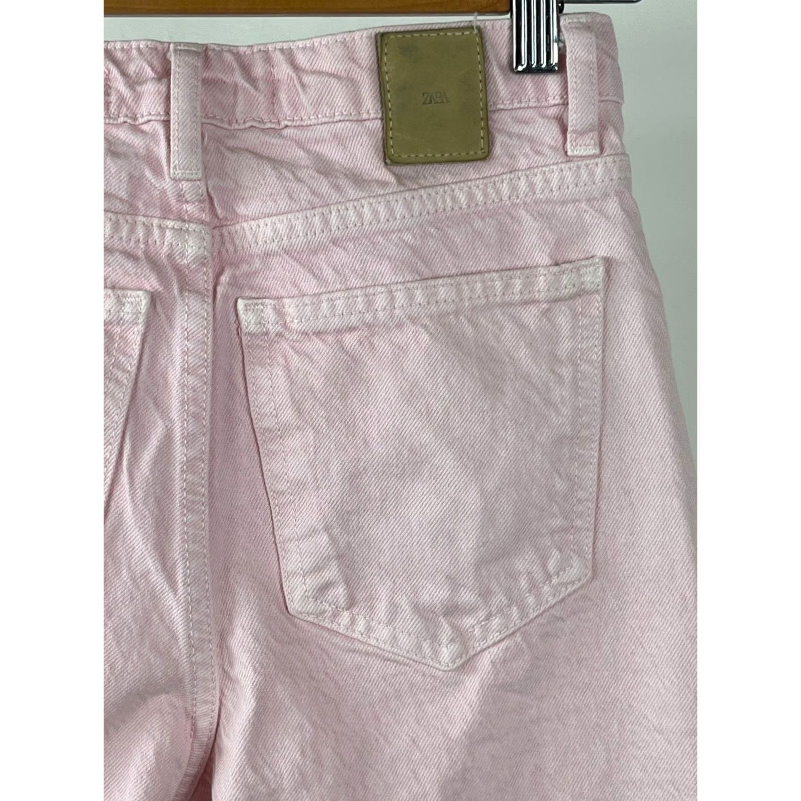 Zara Zara Jeans Womens 32 Pink Straight Leg High Rise Denim pants Made in Turkey Size 24" / US 00 / IT 34 - 6 Thumbnail