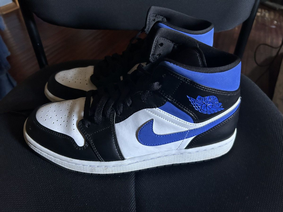 Jordan Brand × Nike Air Jordan 1 Mid White/Racer Blue - Black Men’s 9.5 Size US 9.5 / EU 42-43 - 2 Thumbnail