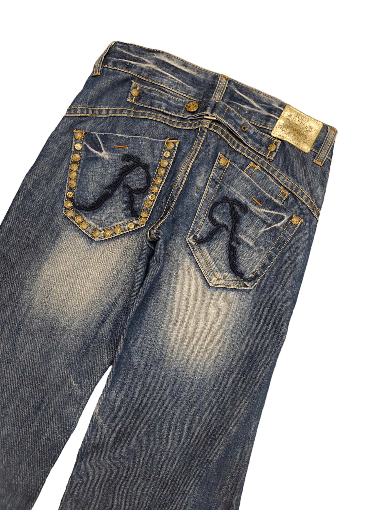 If Six Was Nine Baggy Flare Jeans Red Pepper Low Rise Faded Denim Bootcut Size US 27 - 4 Thumbnail