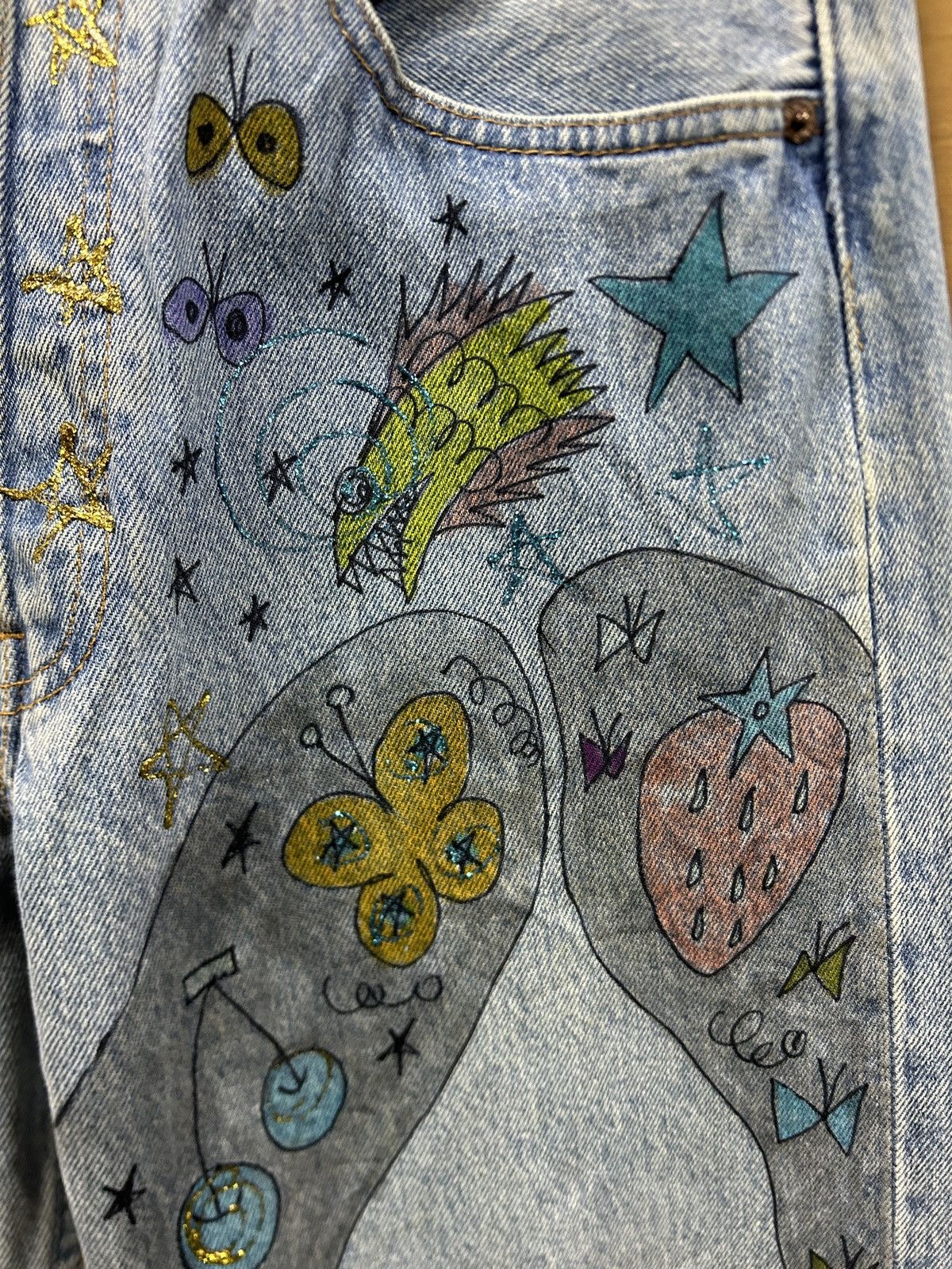 Levi's × Levi's Vintage Clothing Vintage Levi’s 501 Custom Aditi Art Overprint Jeans Size 30" / US 8 / IT 44 - 9 Thumbnail