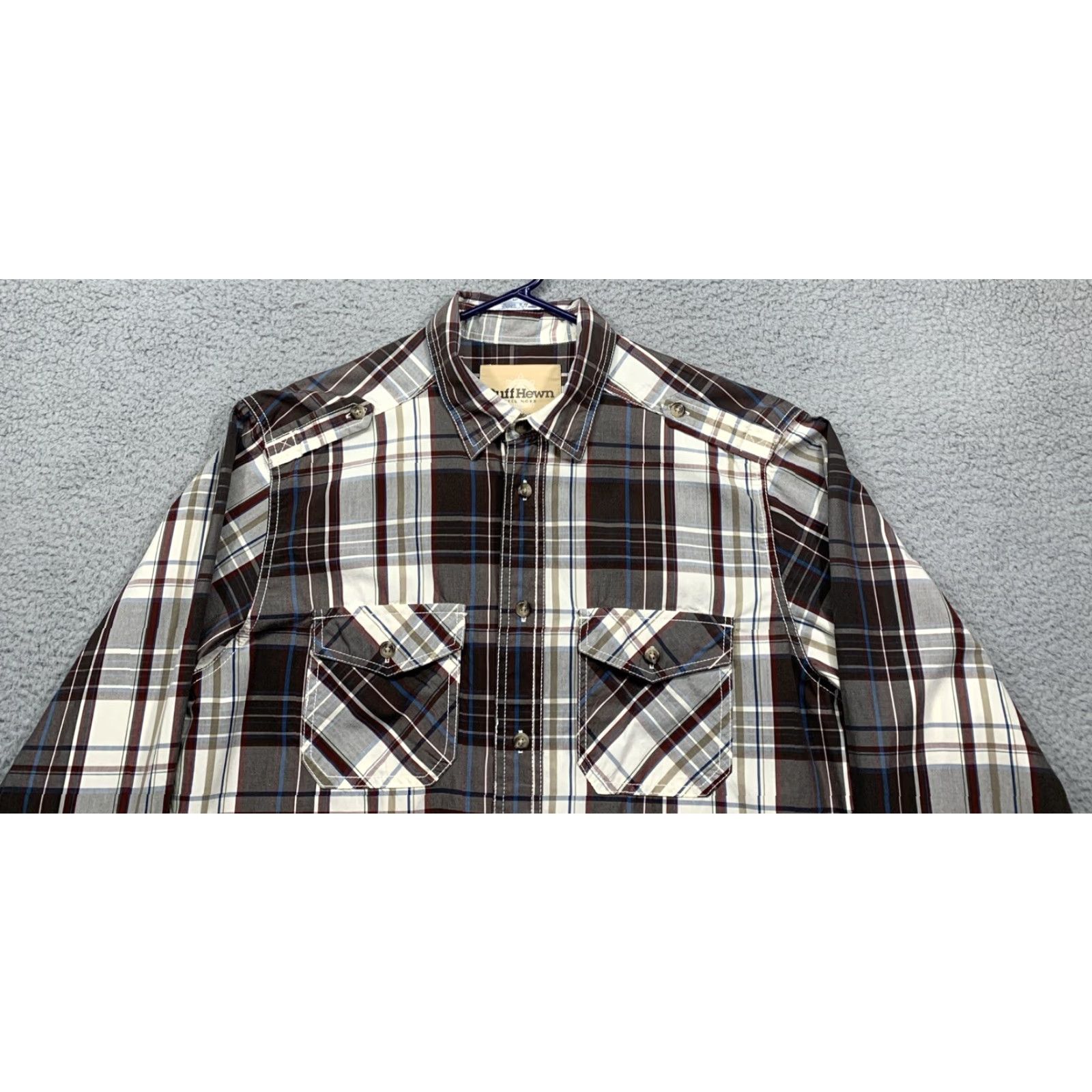 Vintage Ruff Hewn Men's Long Sleeve Shirt Button-Down Brown/Cream Plaid Size Large Size US L / EU 52-54 / 3 - 2 Thumbnail