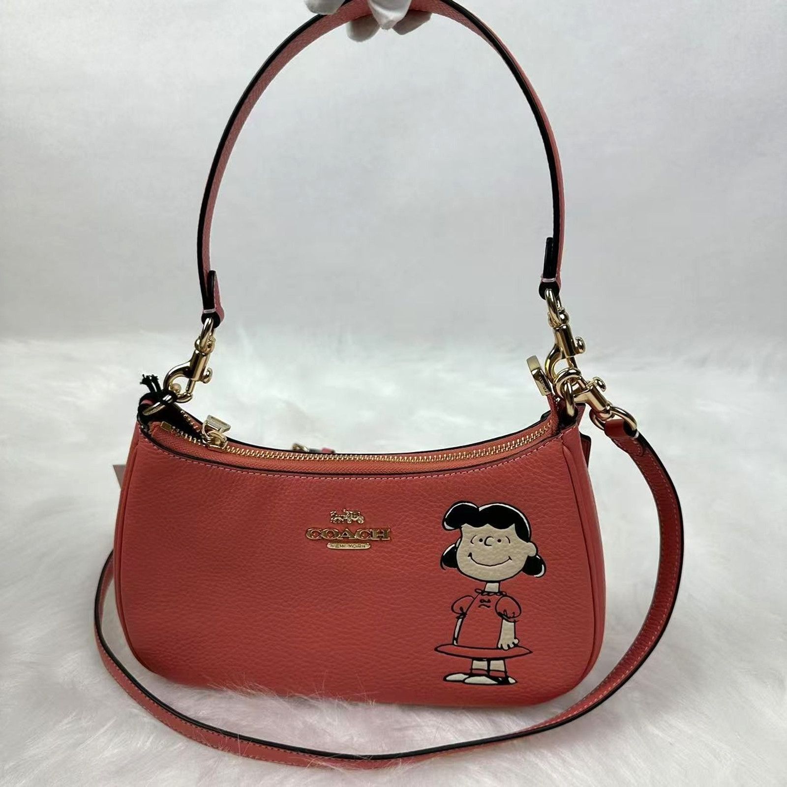 Coach Coach X Peanuts Teri Shoulder Bag Lucy Leather/Bright Coral Size ONE SIZE - 1 Thumbnail