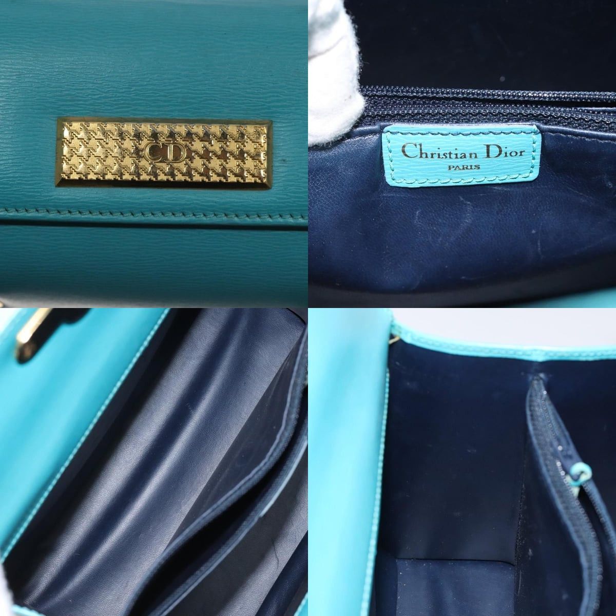 Dior DIOR Hand Bag Leather Blue Gold Size ONE SIZE - 11 Thumbnail