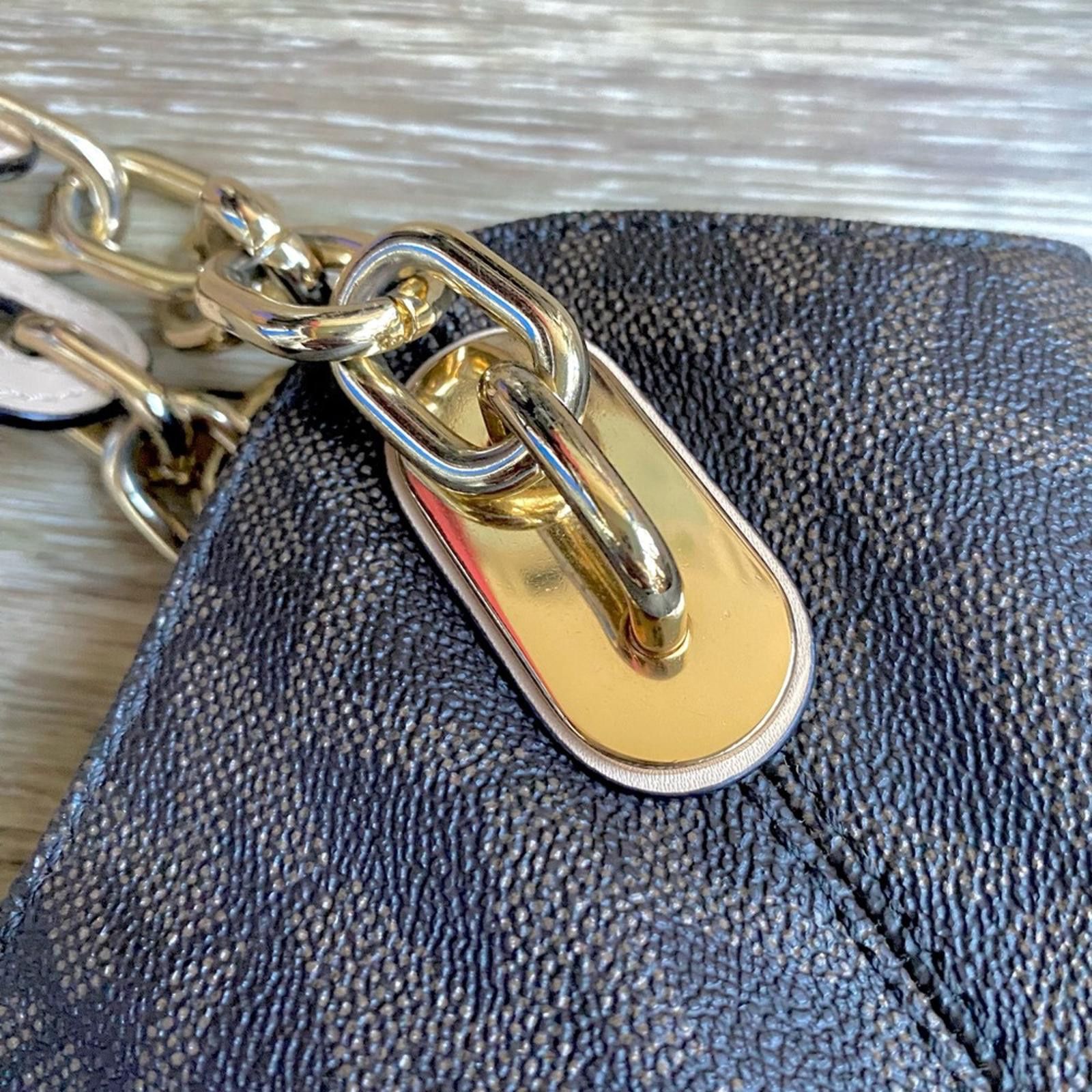 Michael Kors Michael Kors Lilly MK Monogram Chain Shoulder Tote Brown Size ONE SIZE - 7 Thumbnail