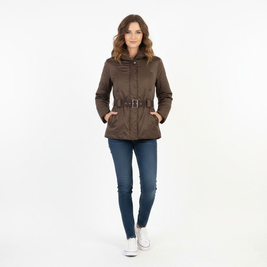 Zara Zara Woman M Jacket Brown Padded Shiny Belted Warm 3678 Size M / US 6-8 / IT 42-44 - 1 Thumbnail