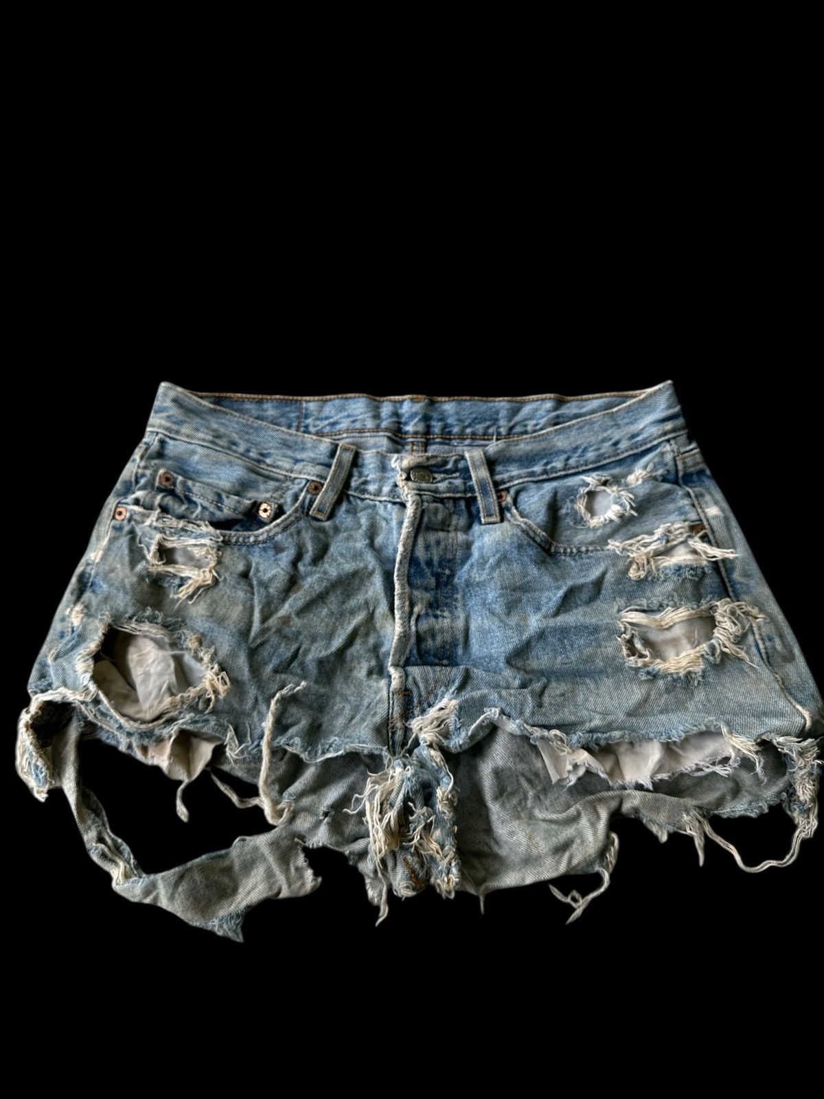Japanese Brand Distress Denim 💥 Levis Short Distress Tsrash Denim💥 Size US 30 / EU 46 - 4 Thumbnail
