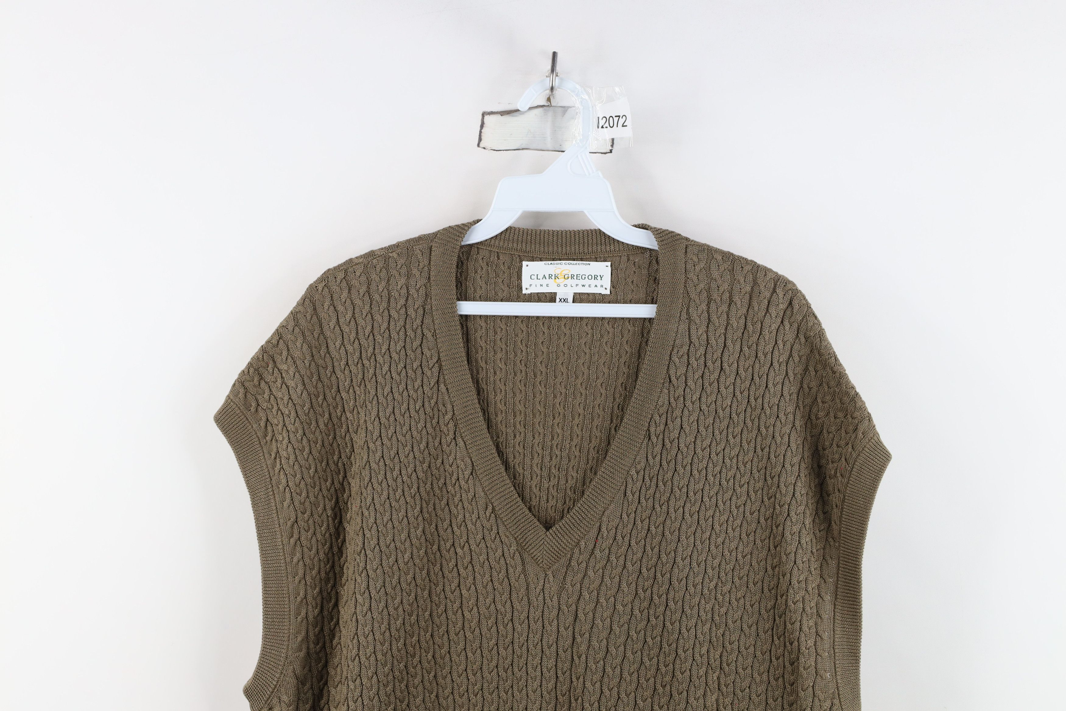 Vintage Vintage 90s Streetwear Cable Knit Sweater Vest Brown USA Size US XXL / EU 58 / 5 - 2 Thumbnail