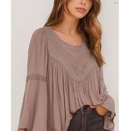 Other Ultra Pink Taupe L Blouse – Lightweight Boho Lace Cottagecor Size L / US 10 / IT 46 - 7 Thumbnail
