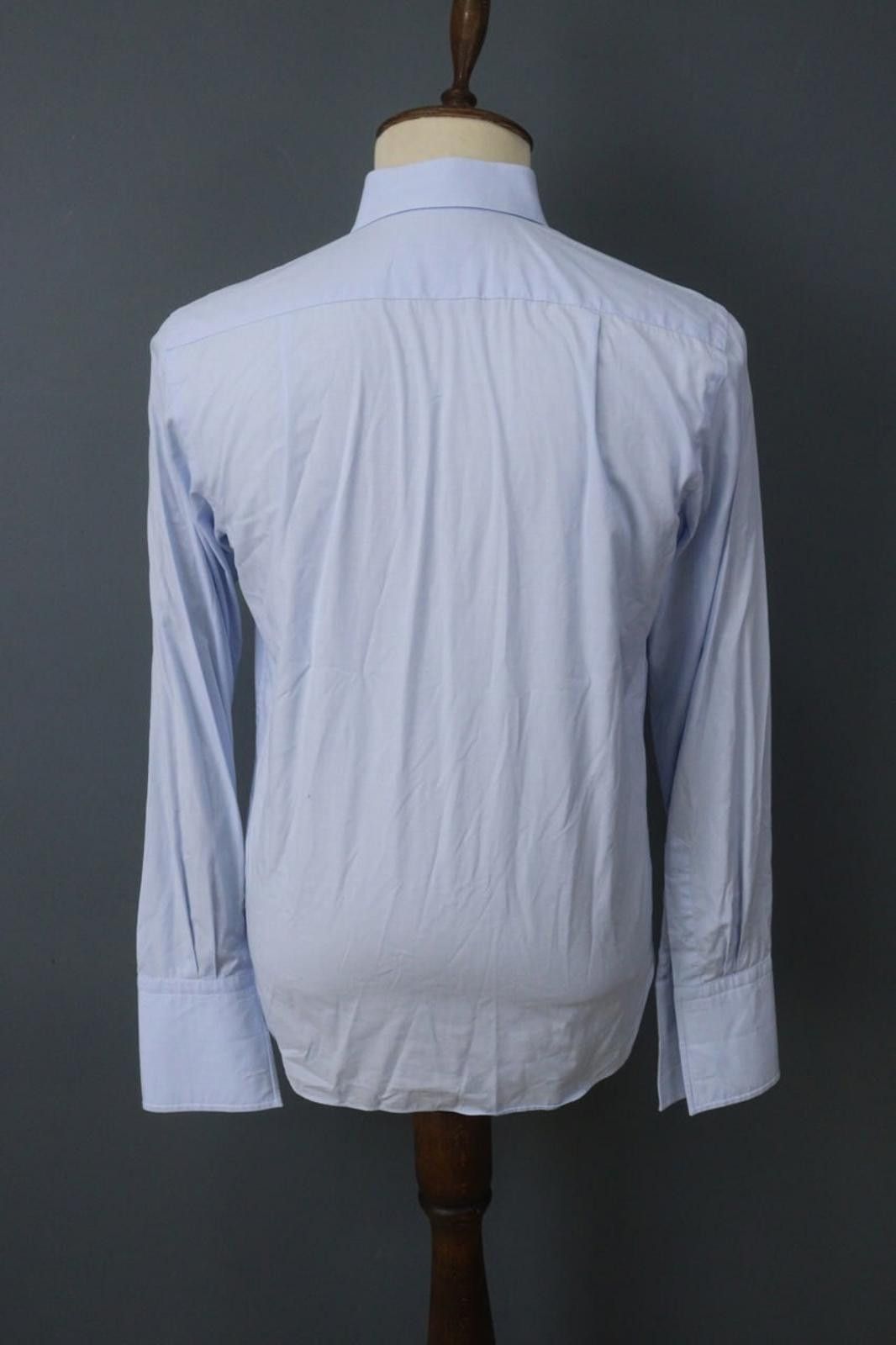 Designer Boggi Blue Cotton Collared Button Front Dress Shirt Size 40 Size 38R - 7 Thumbnail