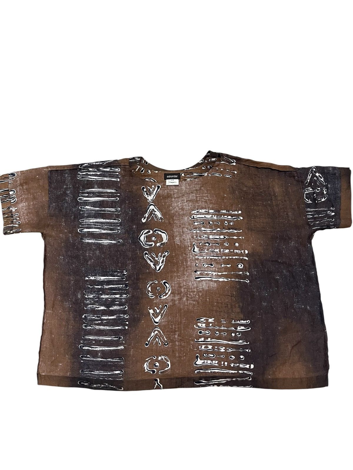 Vintage Vintage Eskandar Aboriginal Print Boat Neck 100%Line Tunic Size US XXL / EU 58 / 5 - 10 Thumbnail