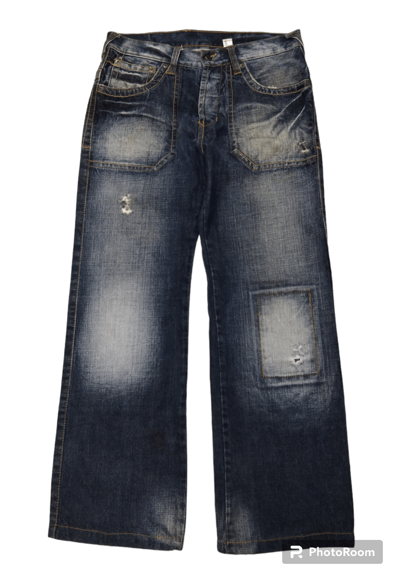 Japanese Brand SICK BAGGY PACTHWORK SICKO 19 DENIM PANTS Size US 33 - 1 Thumbnail