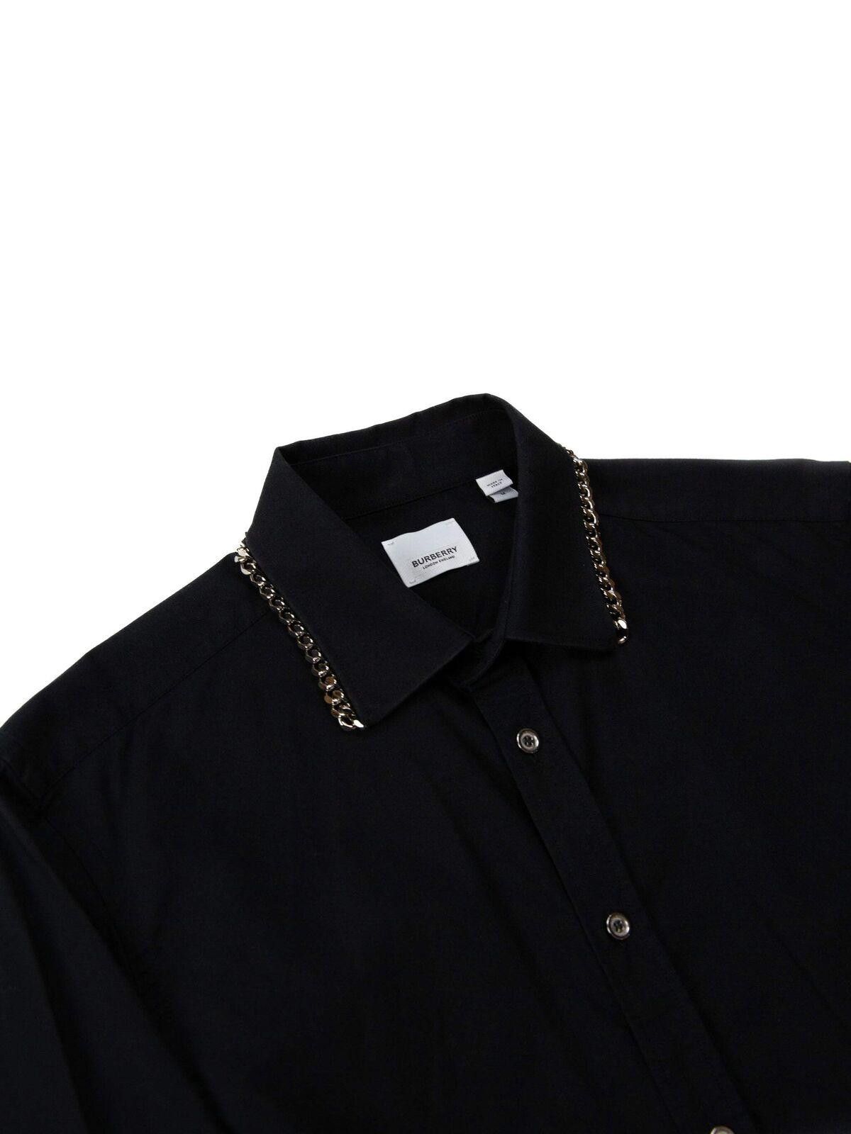Burberry Burberry Mens Black Chain Detail Shirt Medium Black Size US M / EU 48-50 / 2 - 2 Thumbnail