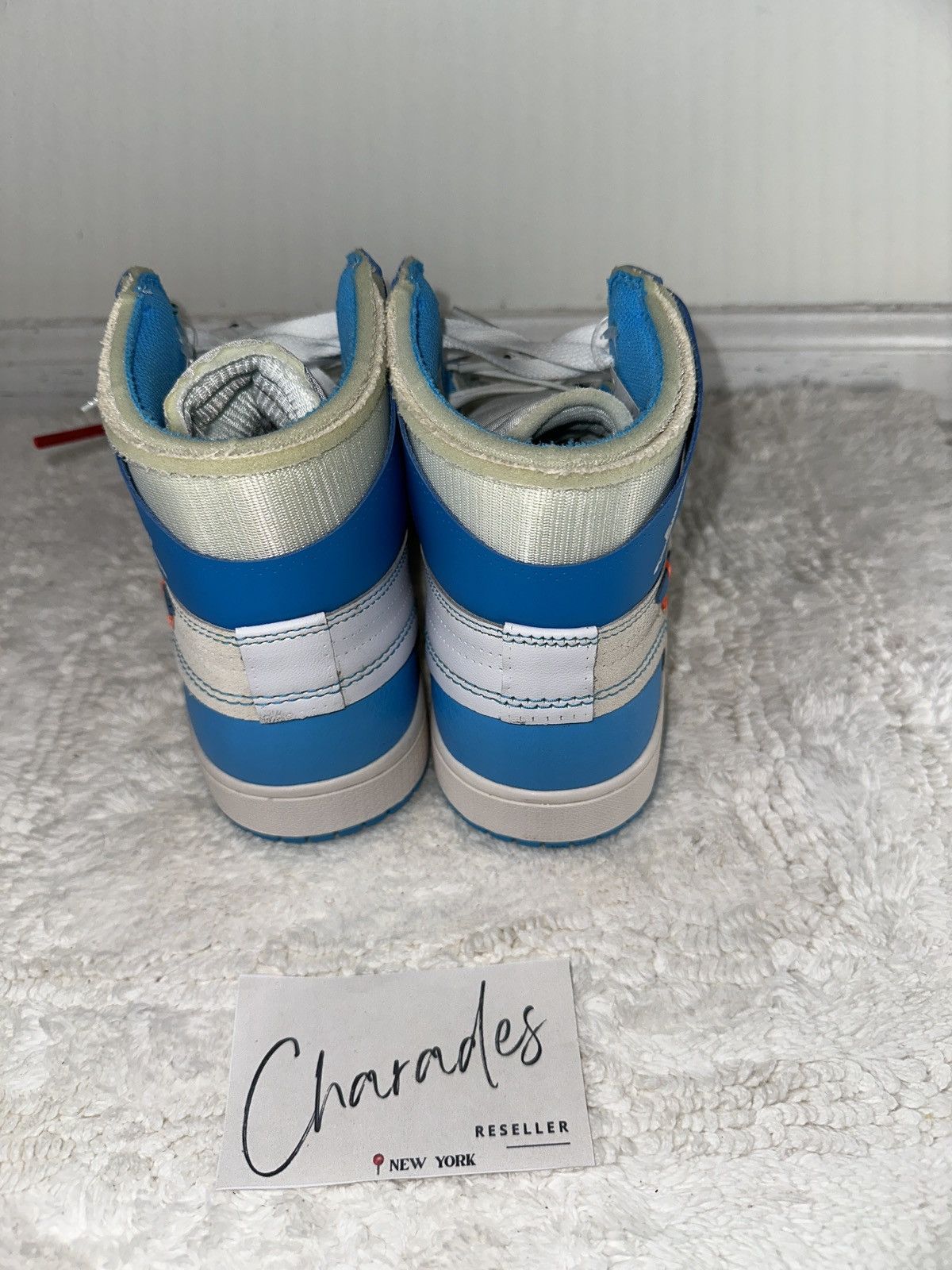 Jordan Brand × Nike × Off-White Jordan 1 Retro High Off-White University Blue Size US 9.5 / EU 42-43 - 16 Thumbnail