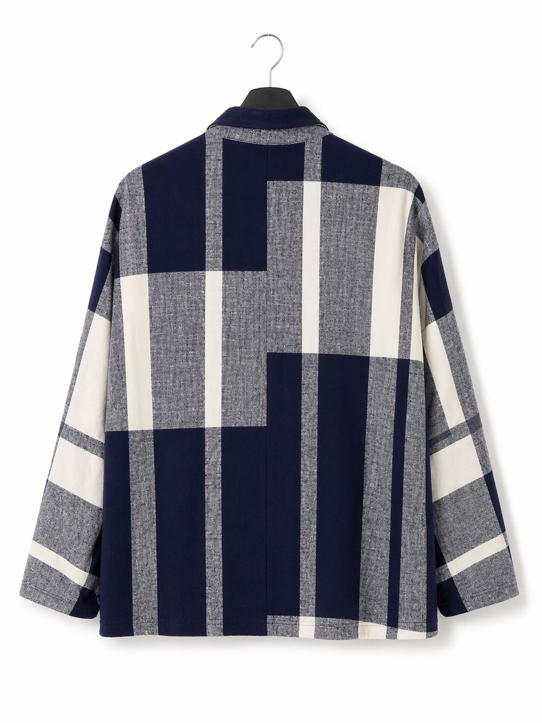 Japanese Brand Japan Soft Co. Ltd Oversized Check Shirt Navy Grey Boxy Size L / US 10 / IT 46 - 2 Thumbnail
