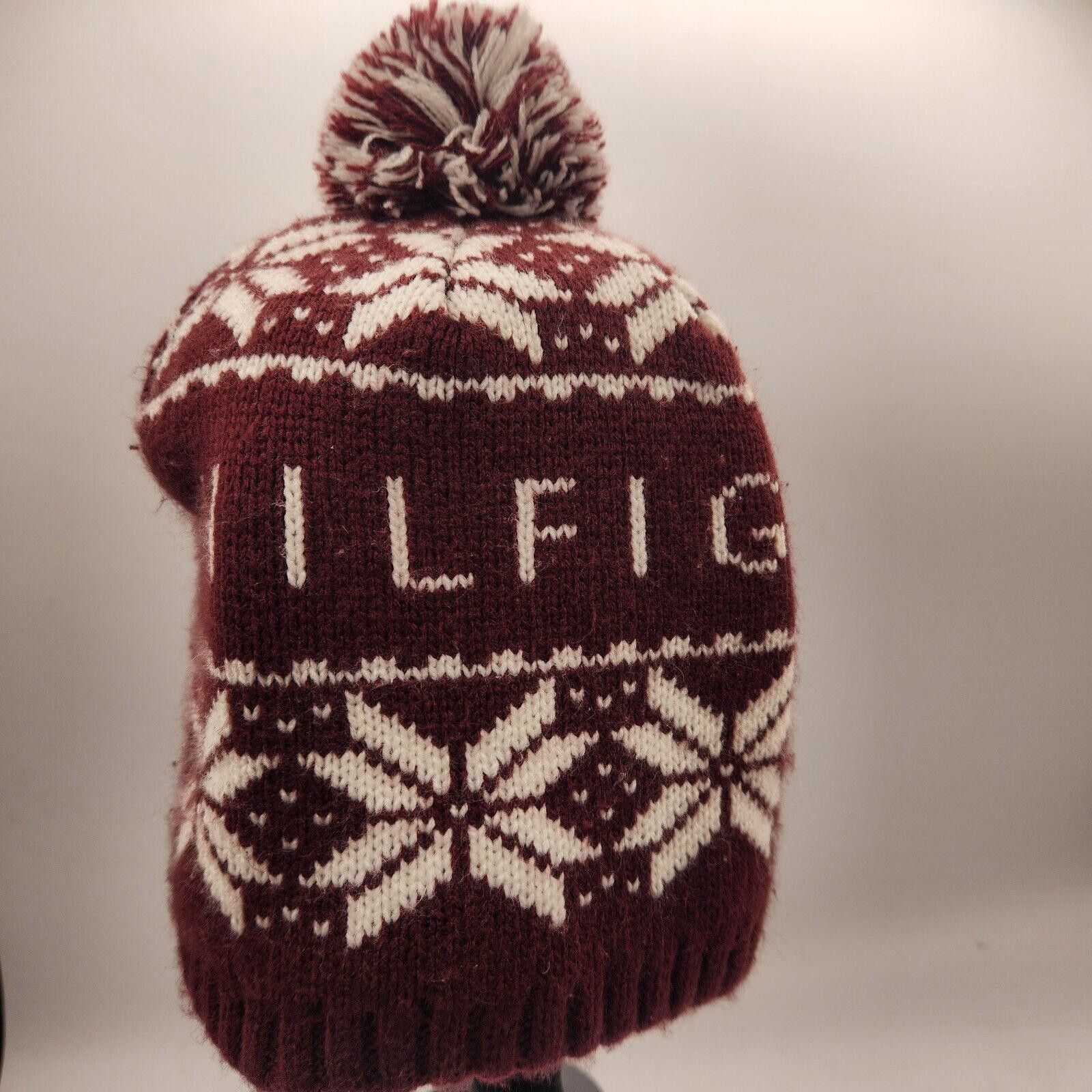Tommy Hilfiger Tommy Hilfiger Knit Pom Beanie Maroon Unisex Size ONE SIZE - 3 Thumbnail