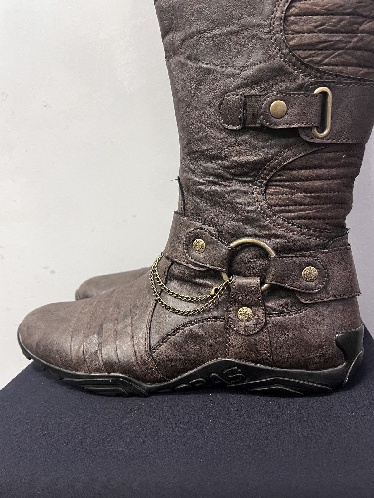 14th Addiction Leather hight moto Balenciaga style straps moto boxing boots Size US 8 / EU 41 - 4 Thumbnail