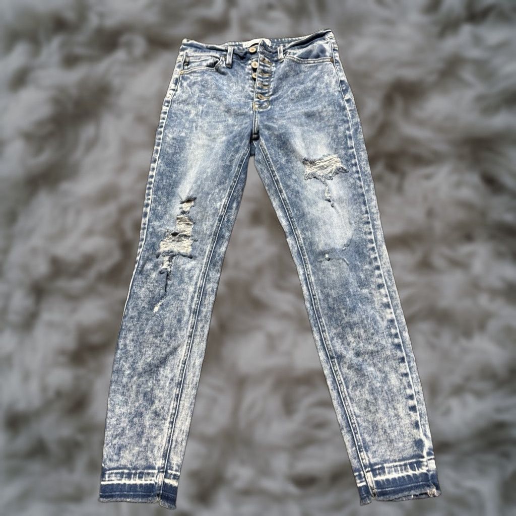 Vintage Kancan Jeans Ankle Women 28 Blue Denim Acid Wash Stretch Inseam 27 Flex Size 28" / US 6 / IT 42 - 1 Thumbnail