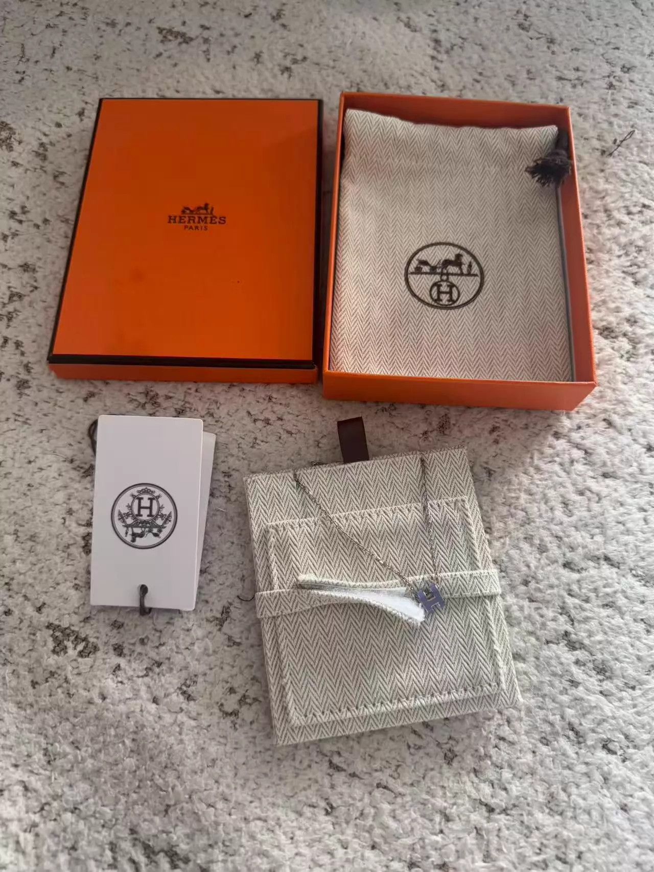 Hermes Hermes Purple Mini H Necklace 99 New Full Set Size ONE SIZE - 1 Thumbnail