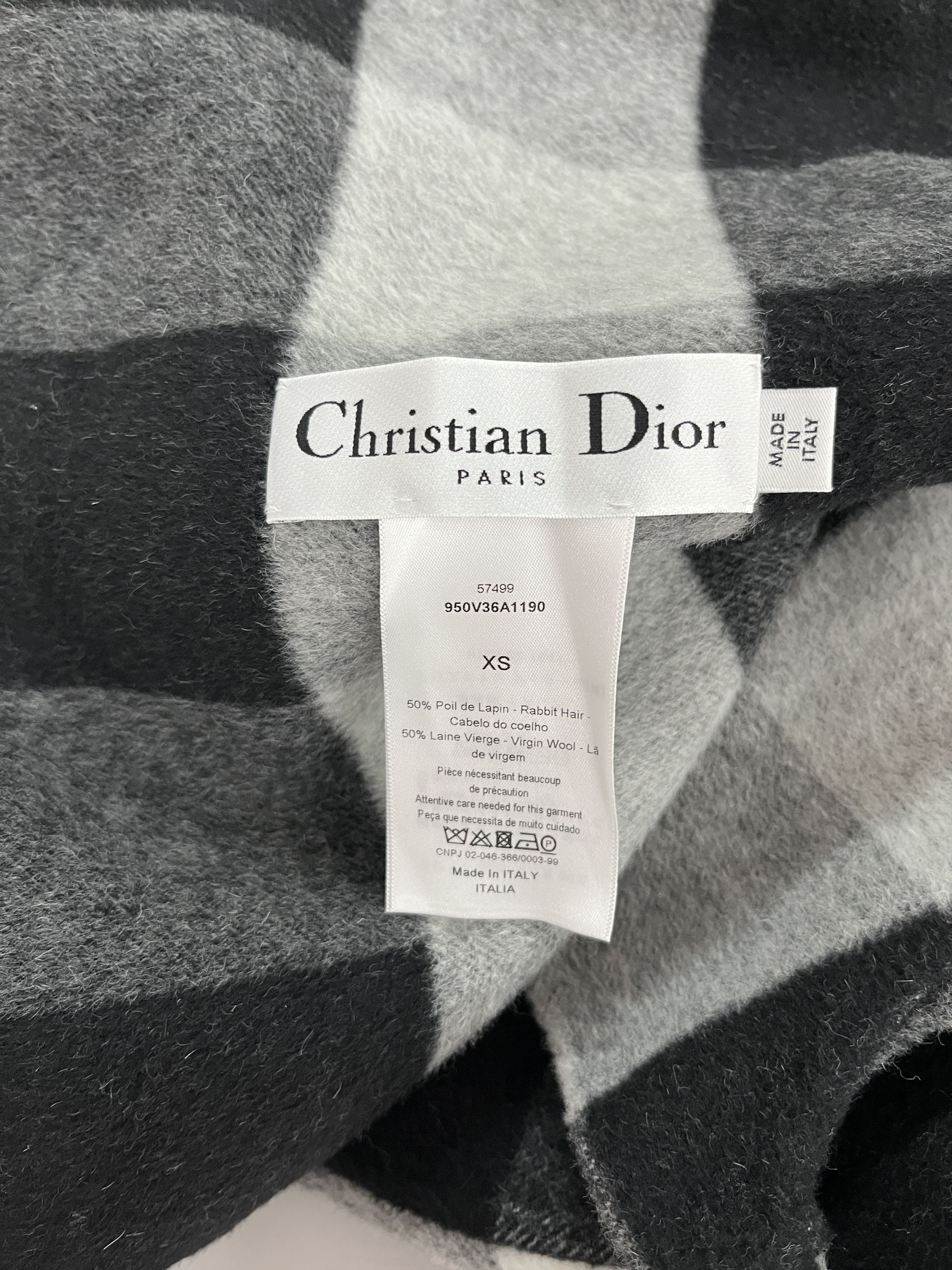 Dior Black Checkered Wool And Rabbit Hair Scarf Jacket Size ONE SIZE - 5 Thumbnail
