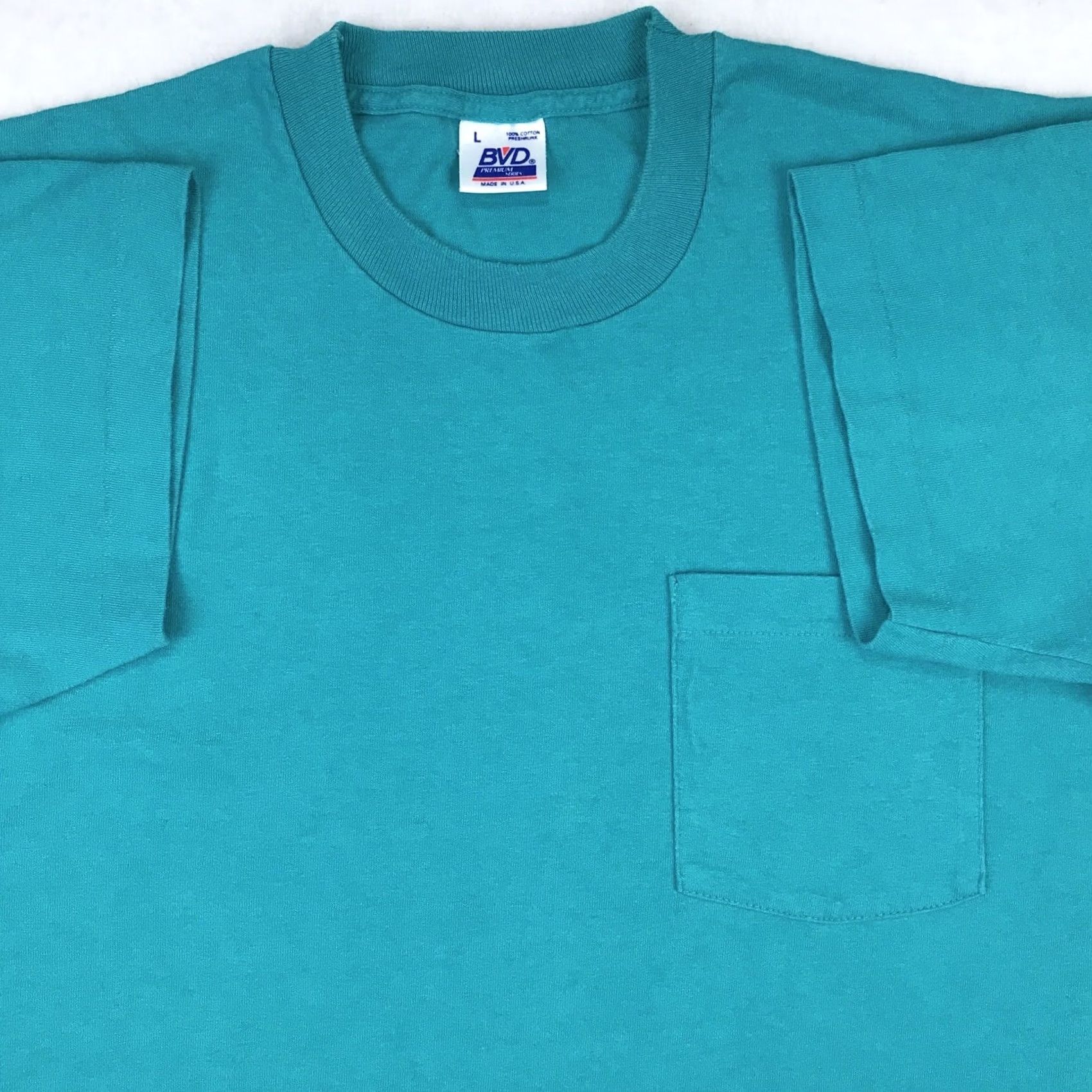 Vintage VINTAGE Bvd T-Shirt BLUE Short Sleeve Crew Neck Pocket Men L 1980s 90s Regular Cotton Size US L / EU 52-54 / 3 - 2 Thumbnail