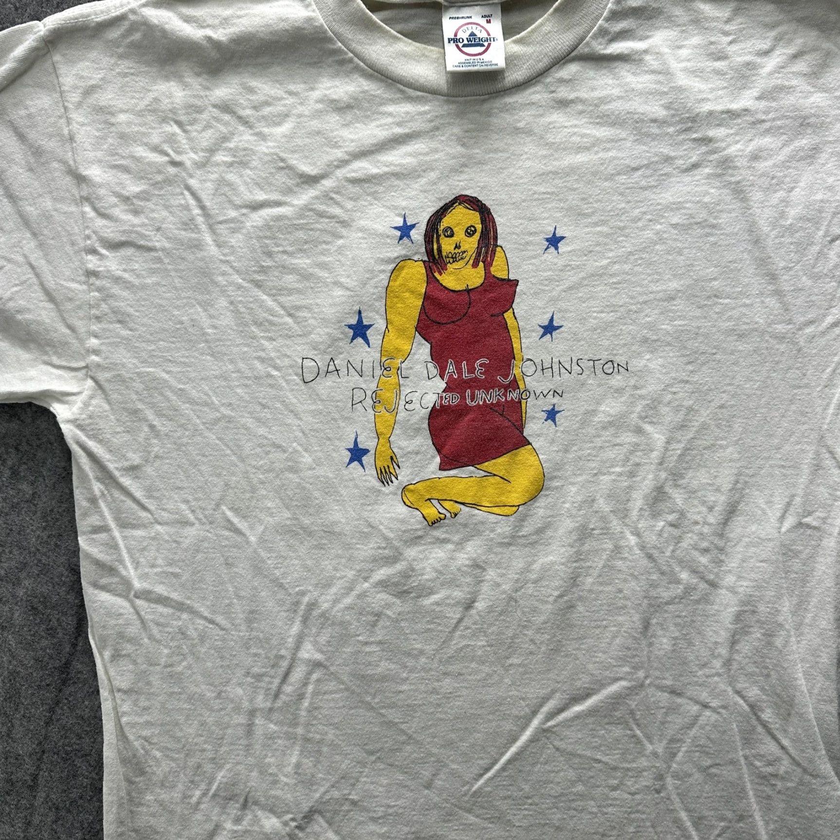 Vintage VINTAGE Daniel Johnston Rejected Unknown Delta Pro Weight Shirt Mens M White Graphic Print Tee 90s Mens Size US M / EU 48-50 / 2 - 3 Thumbnail