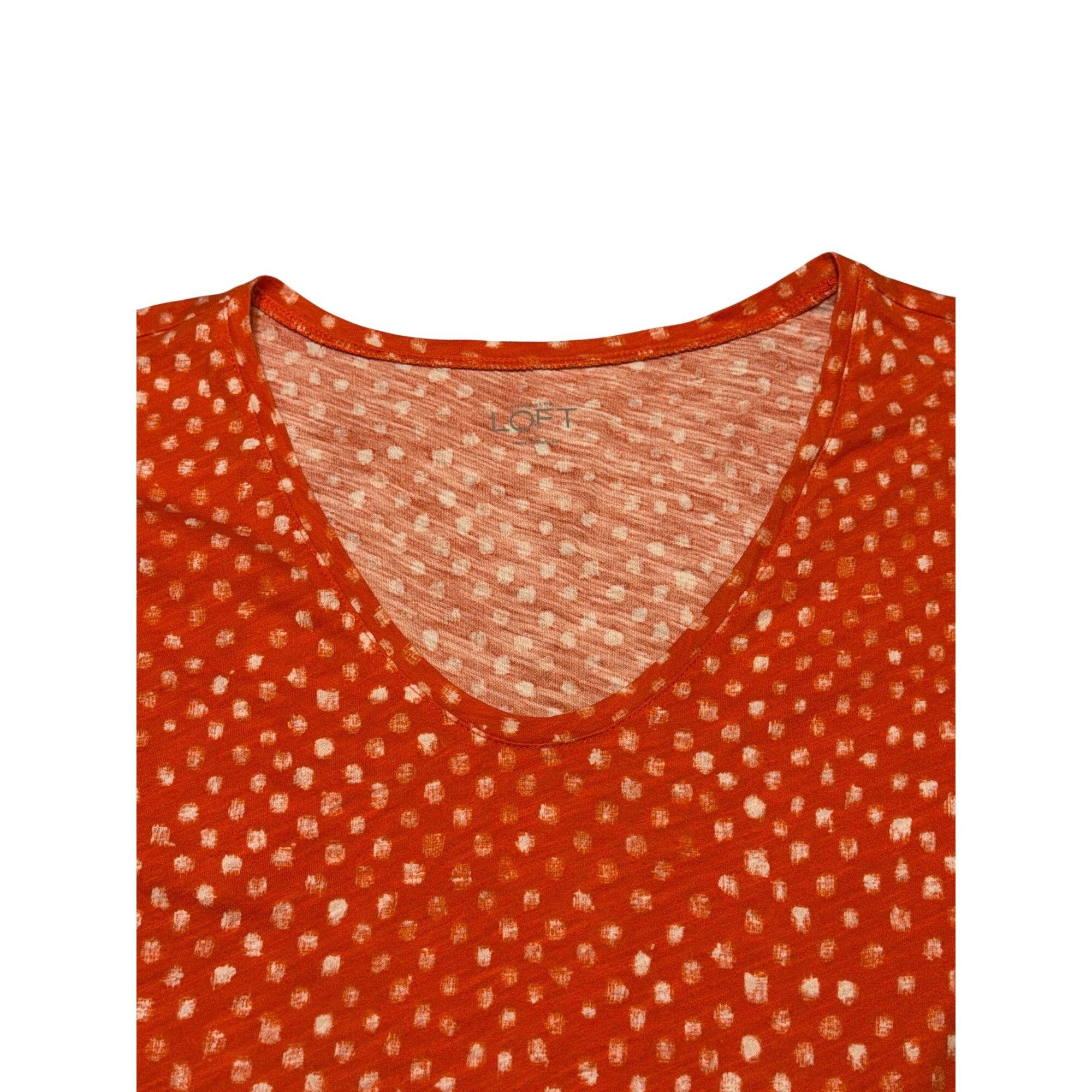 Loft 2 Loft Short Sleeve T Shirts Peach Ribbed Orange White V Nec Size L / US 10 / IT 46 - 7 Thumbnail