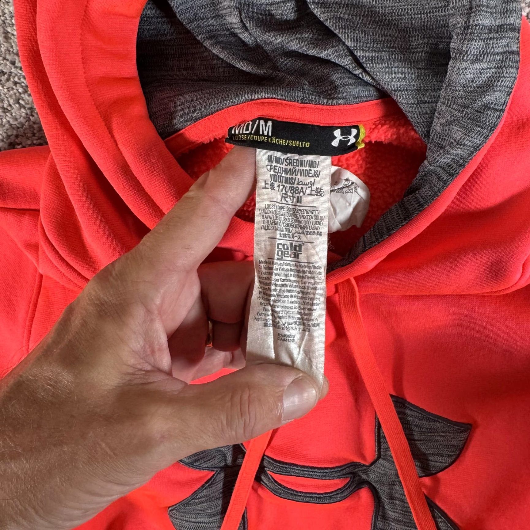 Under Armour Under Armour Hoodie Medium ColdGear Fleece Big Logo Pullover 1273628 Orange Womens M Hoodie Pullover Graphic Print Logo 90s? Size M / US 6-8 / IT 42-44 - 6 Thumbnail