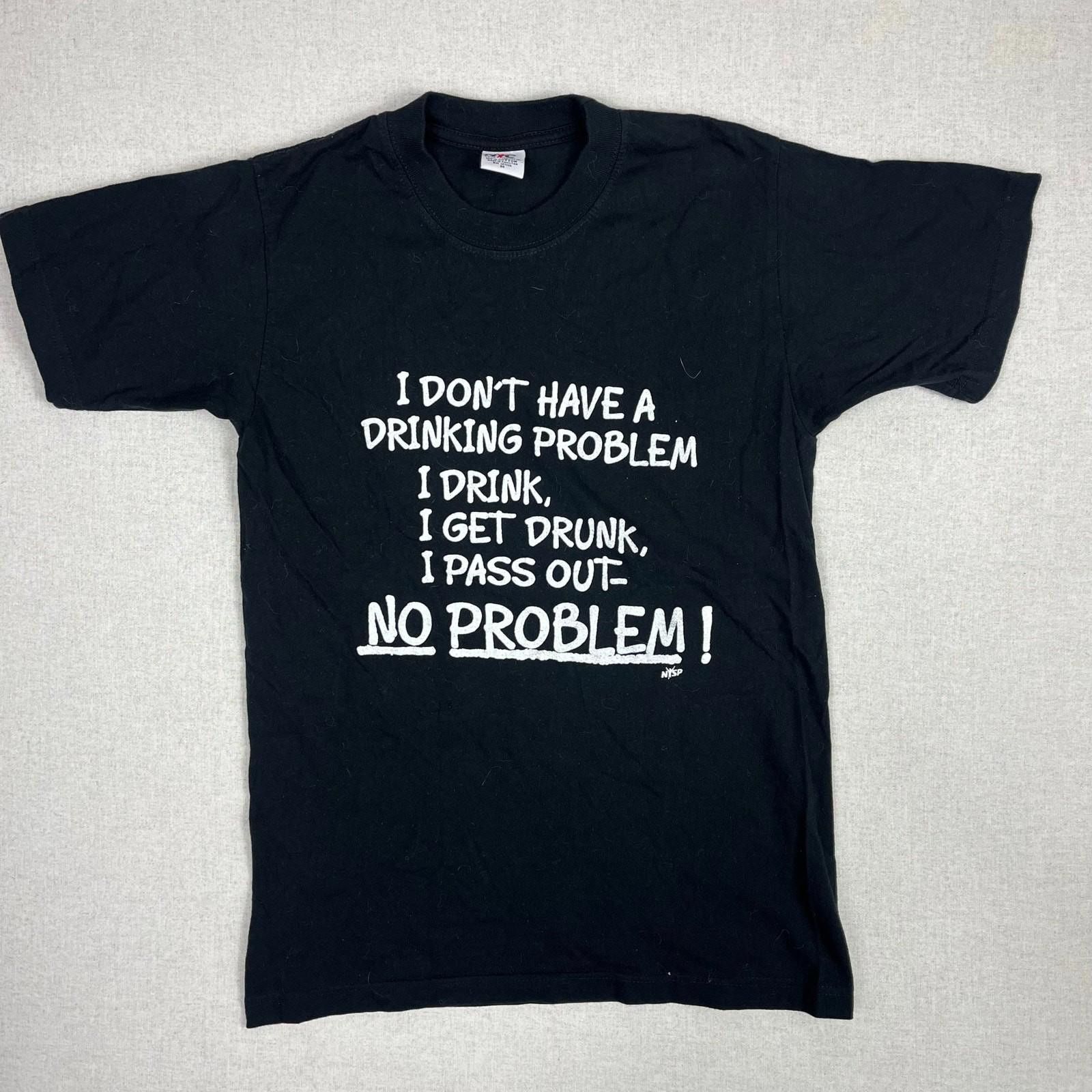 Other Drinking Problem Beer Alcohol Humor Joke Black T-Shirt M 90s Size US M / EU 48-50 / 2 - 1 Thumbnail
