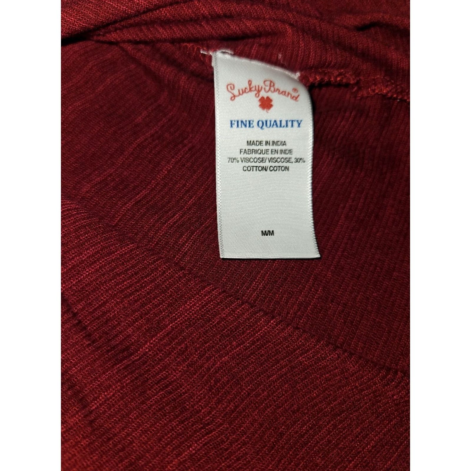 Lucky Brand Lucky Brand Blouse M Juniors 3/4 Sleeve Boat Neck Red Cotton Viscose Casual Preppy 90s Womens Size M / US 6-8 / IT 42-44 - 6 Thumbnail