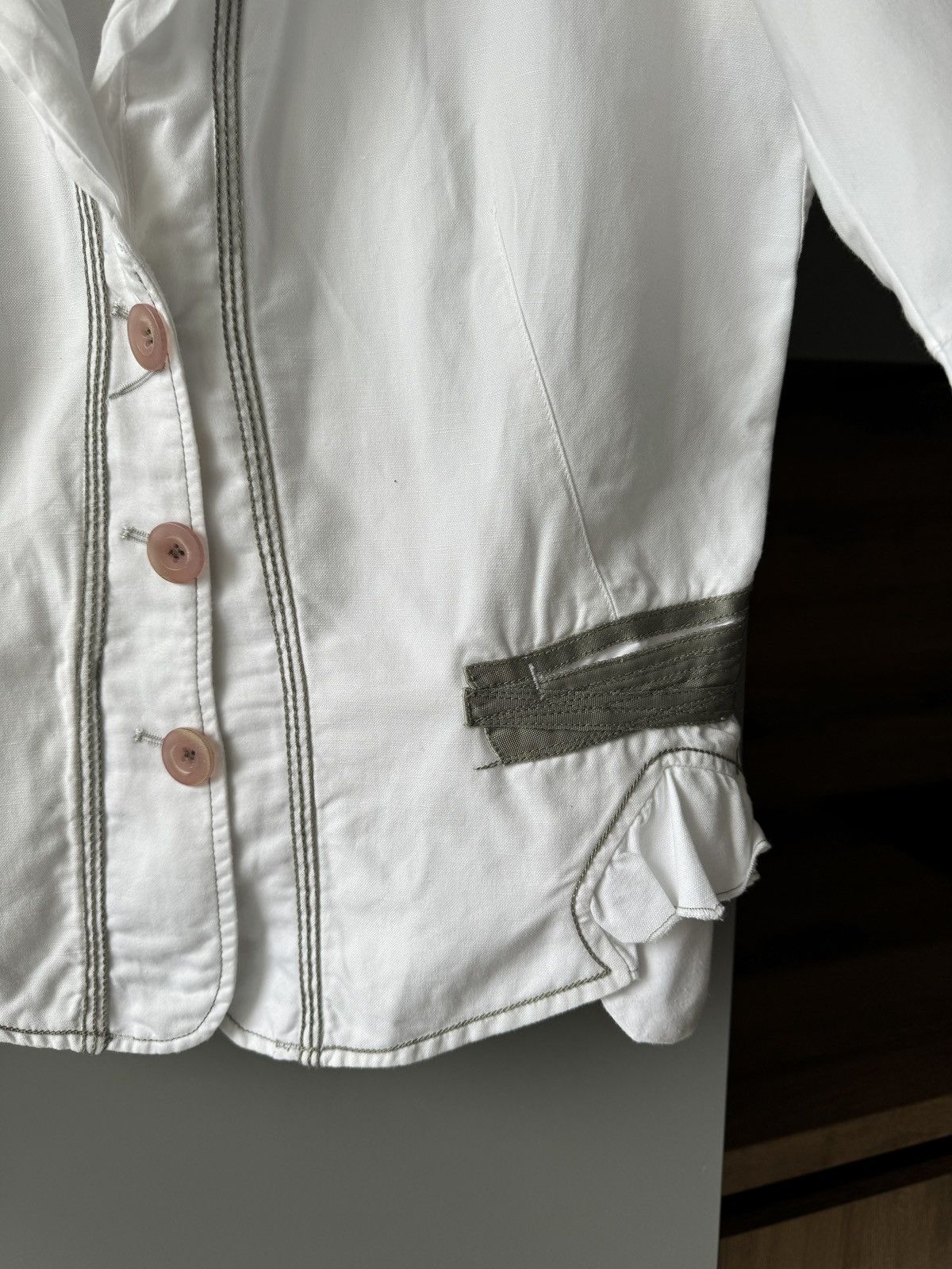 Marithe + Francois Girbaud × Vintage Marithe Francois Girbaud MFG Avant Garde Linen Blazer Jacket Size M / US 6-8 / IT 42-44 - 4 Thumbnail