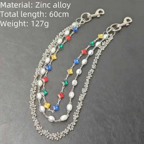 VIBE Delicate Color Rhinestone 3 Layers Pearl Pants Chain Size ONE SIZE - 4 Thumbnail