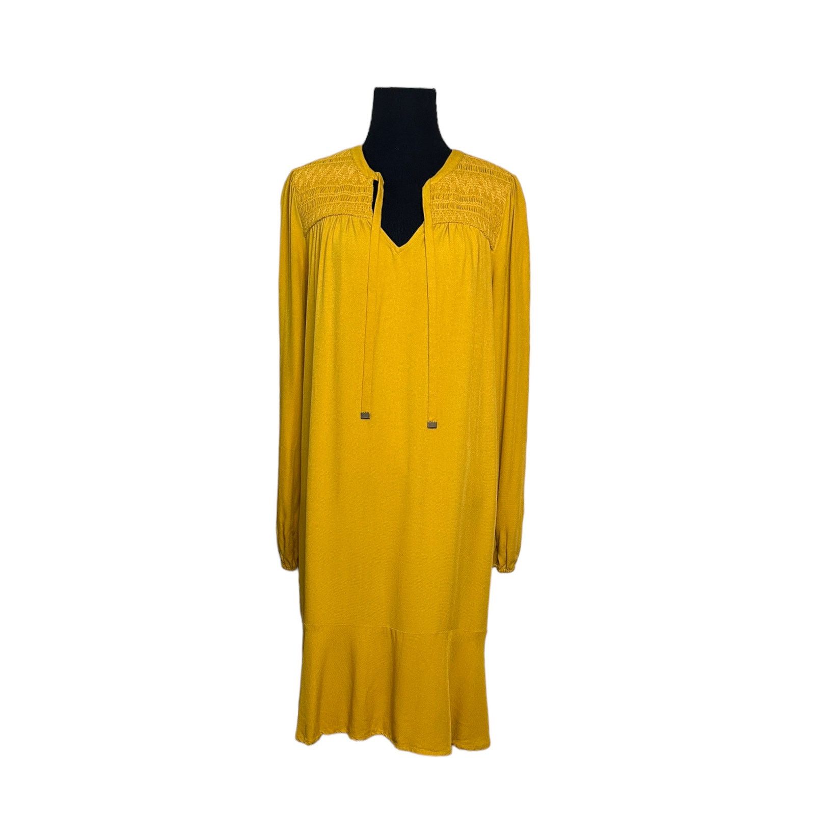 Anthropologie Maeve Yellow Mustard Long Sleeves Tunic Mini Dress size‎ 10 Size L / US 10 / IT 46 - 1 Thumbnail