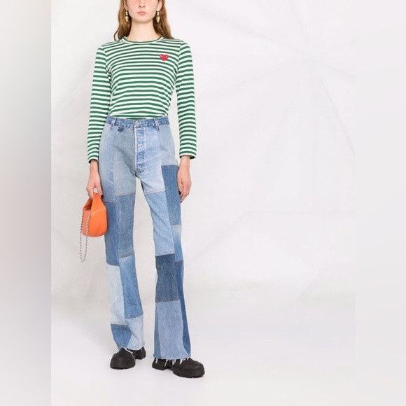 RE/DONE o1mle0425 The 'Amina' Indigo Patched Jeans in Blue Size 24" / US 00 / IT 34 - 4 Thumbnail