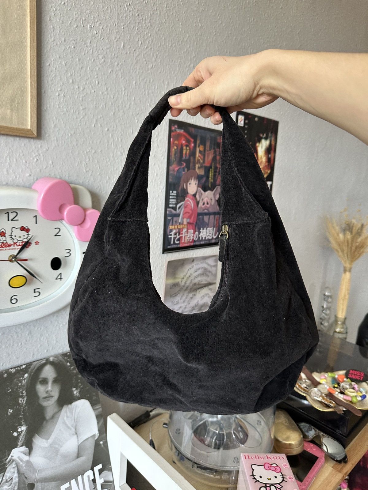 Vintage Vintage Black Cowgirl Corduroy Studs Baguette Purse Size ONE SIZE - 6 Thumbnail