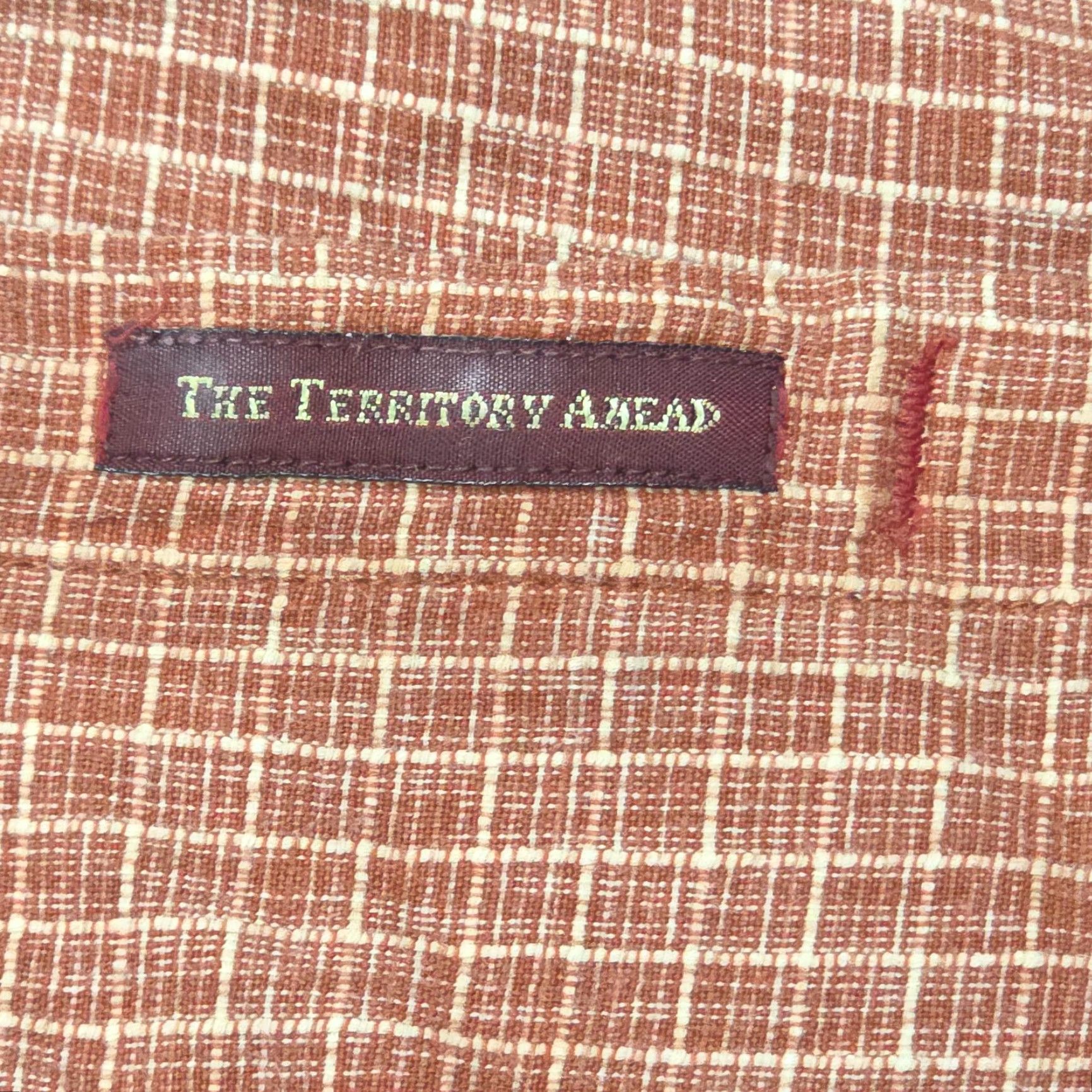 The Territory Ahead Territory Ahead Shirt Men's Large Orange White Woven Textured Cotton Button-Up Short Sleeve Plaid Casual Size US L / EU 52-54 / 3 - 4 Thumbnail