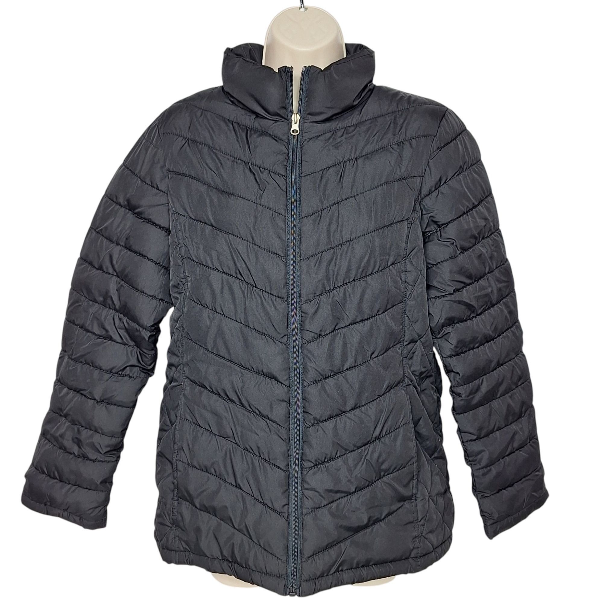 Faded Glory Faded Glory Puffer Jacket Medium 8-10 Black Full Zip Hooded Size M / US 6-8 / IT 42-44 - 2 Thumbnail