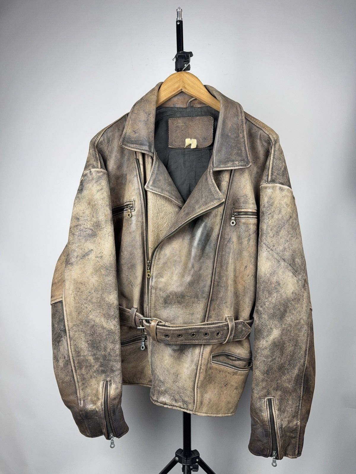Genuine Leather 90s Retro Heavy Distressed Leather Moto Biker Jacket Vintage Size US XL / EU 56 / 4 - 1 Thumbnail