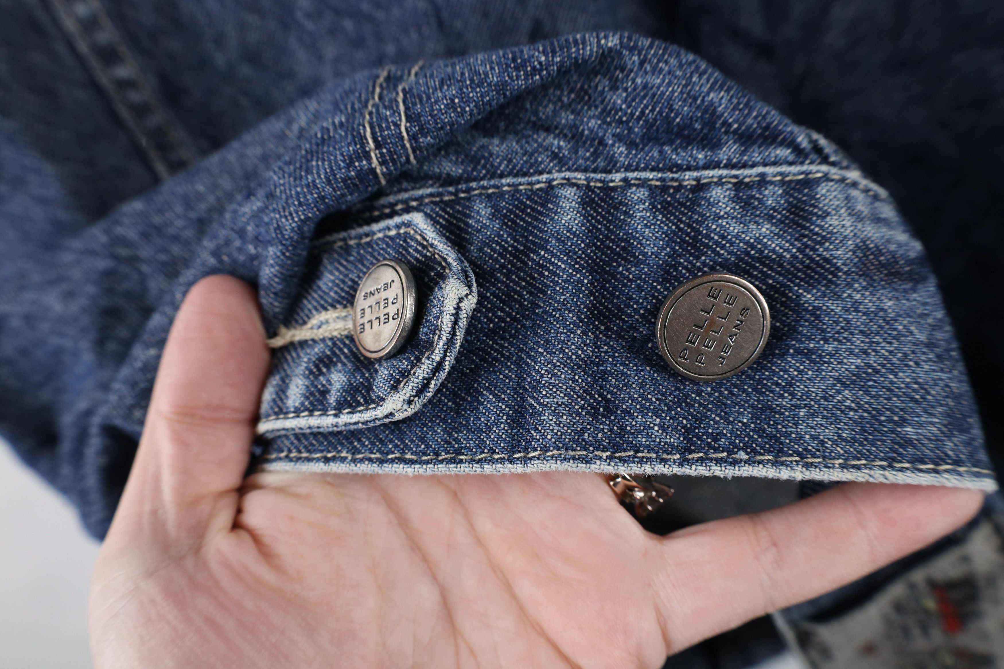 Pelle Pelle × Vintage Vintage Pelle Pelle Spell Out Denim Jean Trucker Jacket Size US XXL / EU 58 / 5 - 12 Thumbnail