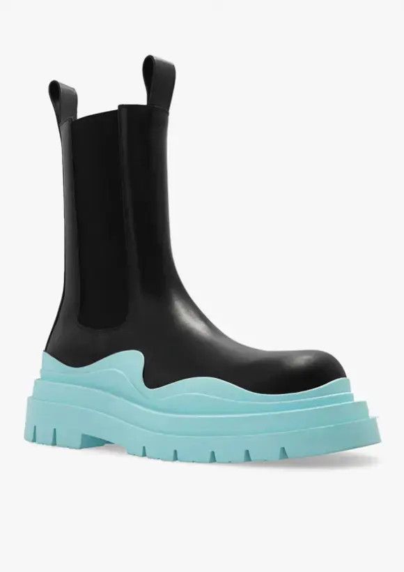 Bottega Veneta o1bcso1str0225 Tire Boots in Black/Pale Blue Size US 8 / EU 41 - 3 Thumbnail