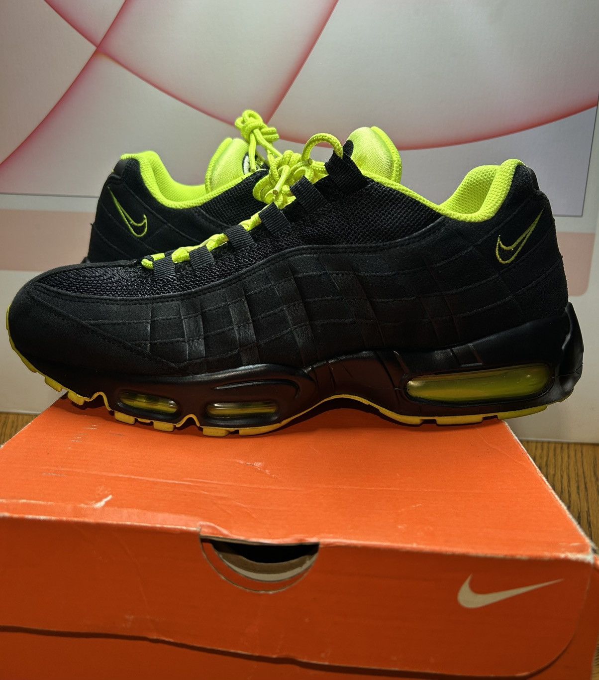 Nike Size 11.5 - Nike Air Max 95 OG Big Bubble - Neon Black Volt Size US 11.5 / EU 44-45 - 4 Thumbnail