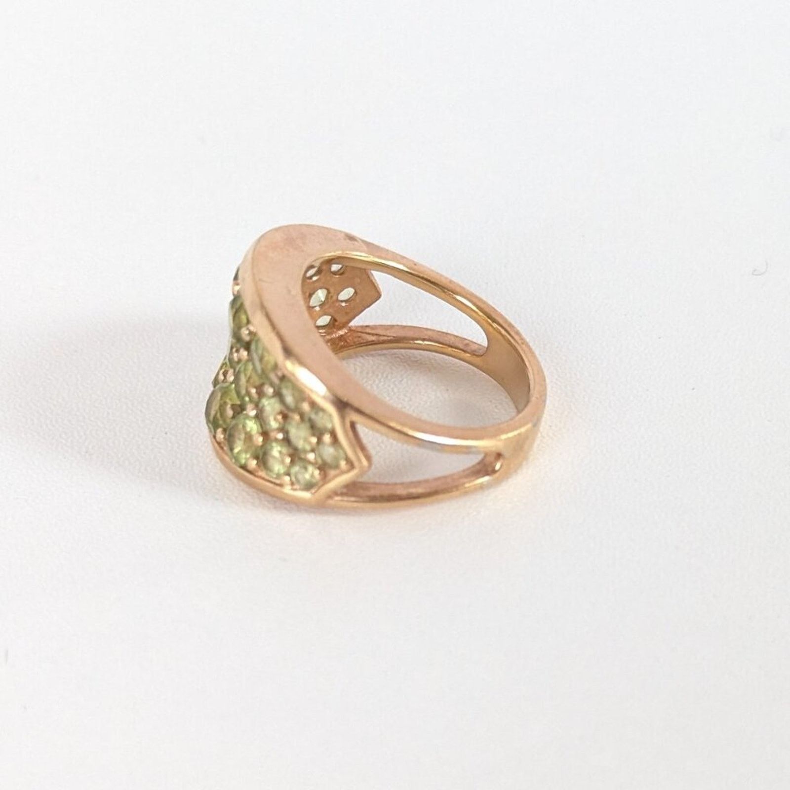 Vintage Vintage 925 Silver Ring Peridot Crystal Cluster Gold Plated Size ONE SIZE - 3 Thumbnail