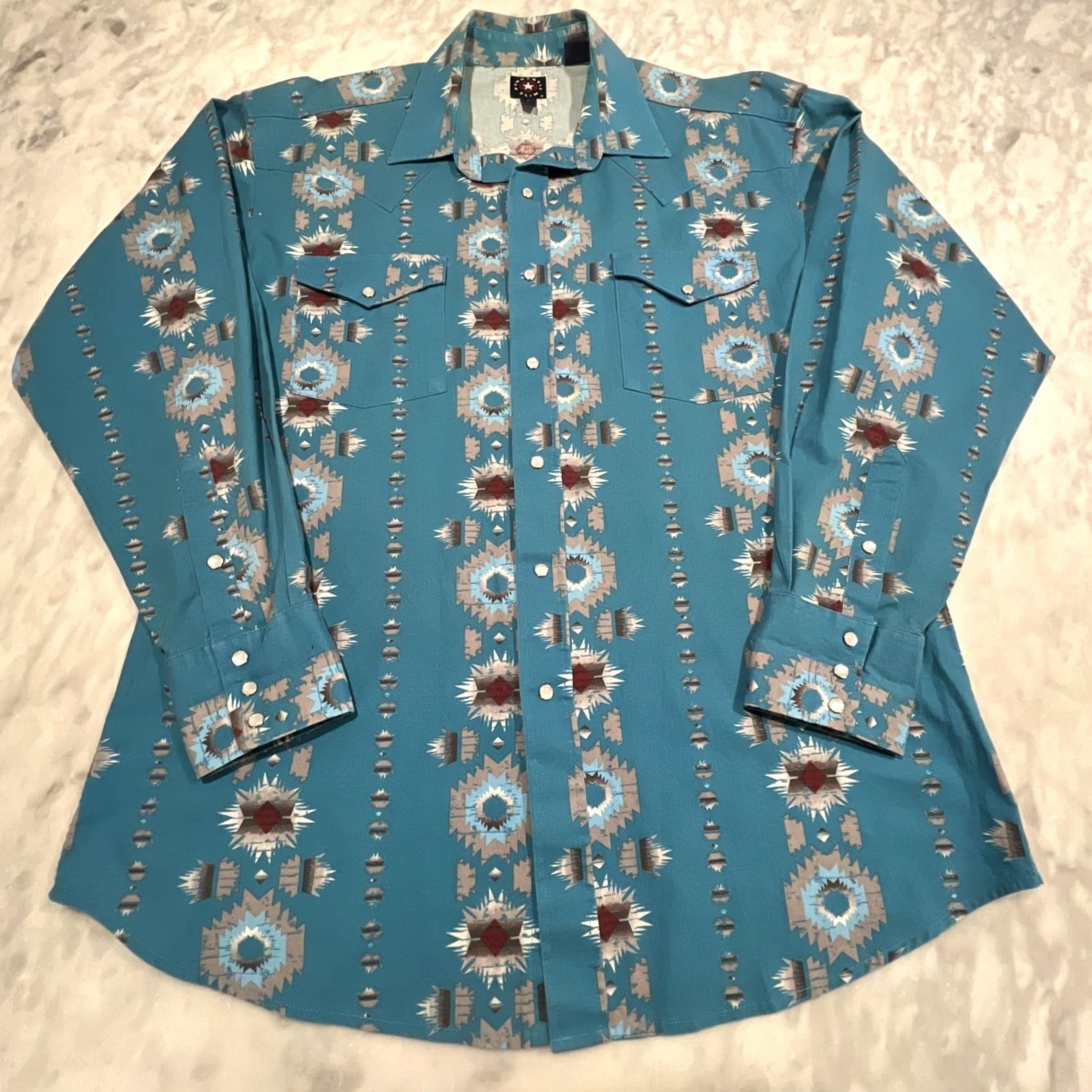 Vintage Panhandle Slim Western Pearl Snap Shirt Men L Aztec Southwest Long Sl. Cotton Size US L / EU 52-54 / 3 - 2 Thumbnail