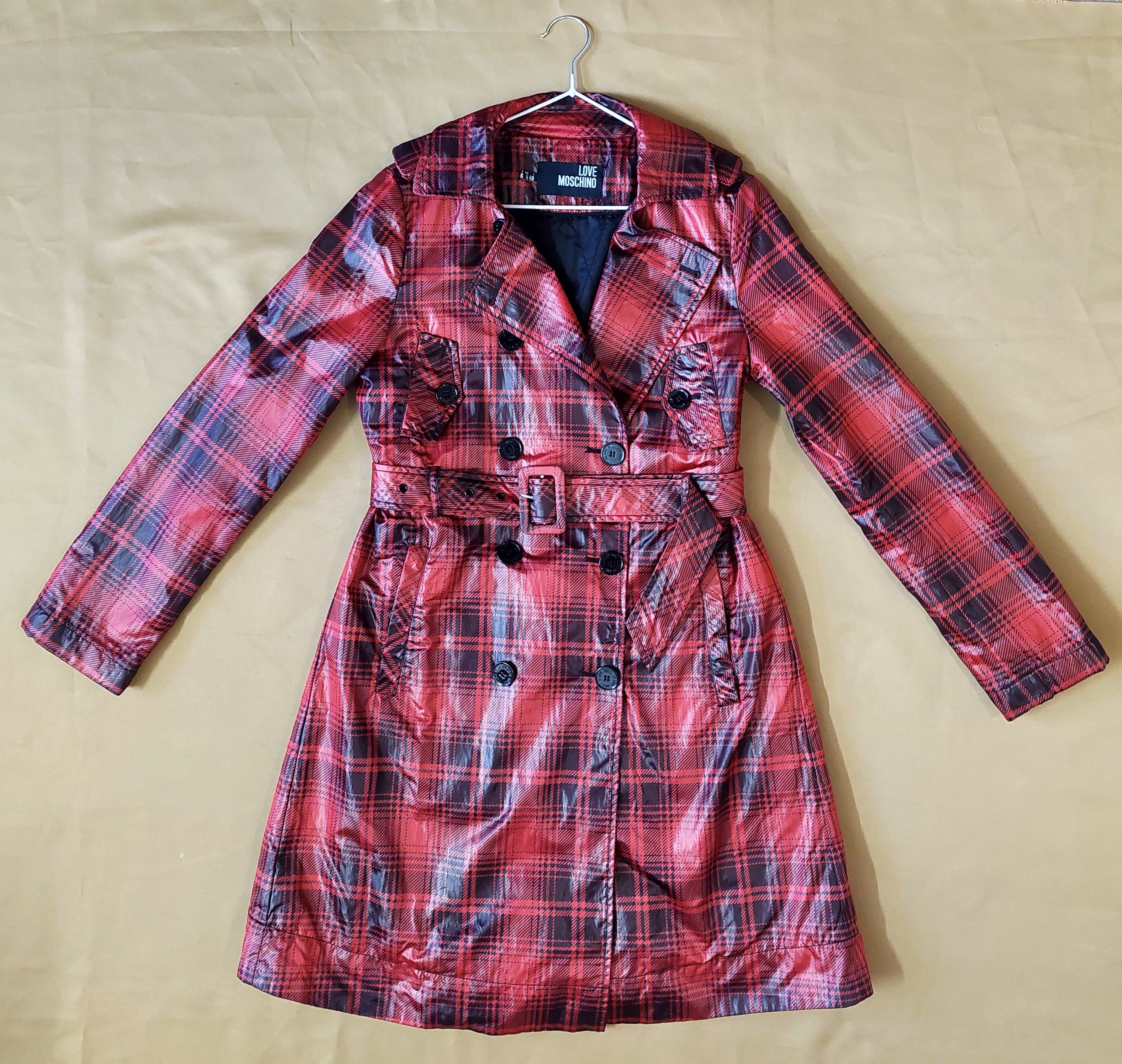 Love Moschino Love Moschino Red Tartan Rain Trench Coat Size IT 40 US 4 Size S / US 4 / IT 40 - 3 Thumbnail
