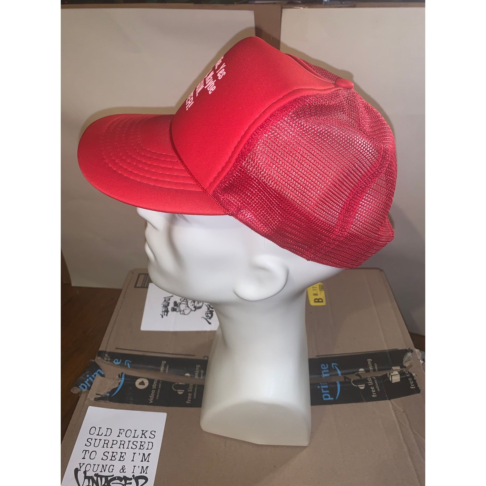 Crown Cap × Vintage My Wife Yes My Dog Maybe My Gun Never Trucker Hat Red USA Size ONE SIZE - 4 Thumbnail