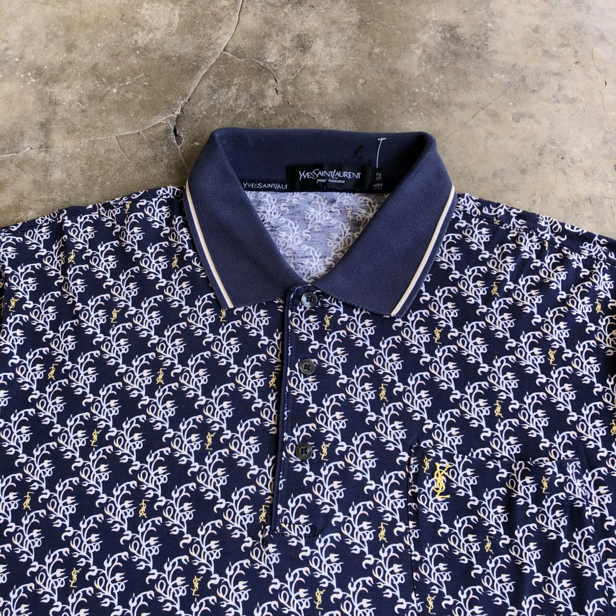 Yves Saint Laurent 1990s Yves Saint Laurent Pour Homme Monogram Polo Shirt Size US XL / EU 56 / 4 - 6 Thumbnail