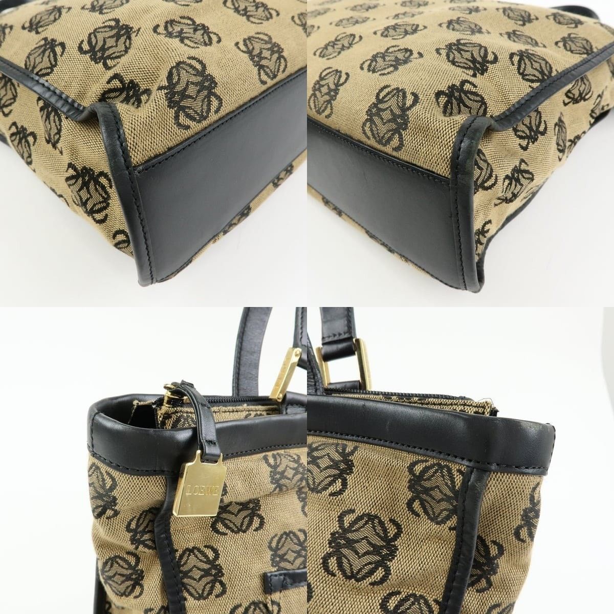 Loewe Loewe Anagram Jacquard Canvas & Leather Tote Tan Size ONE SIZE - 5 Thumbnail