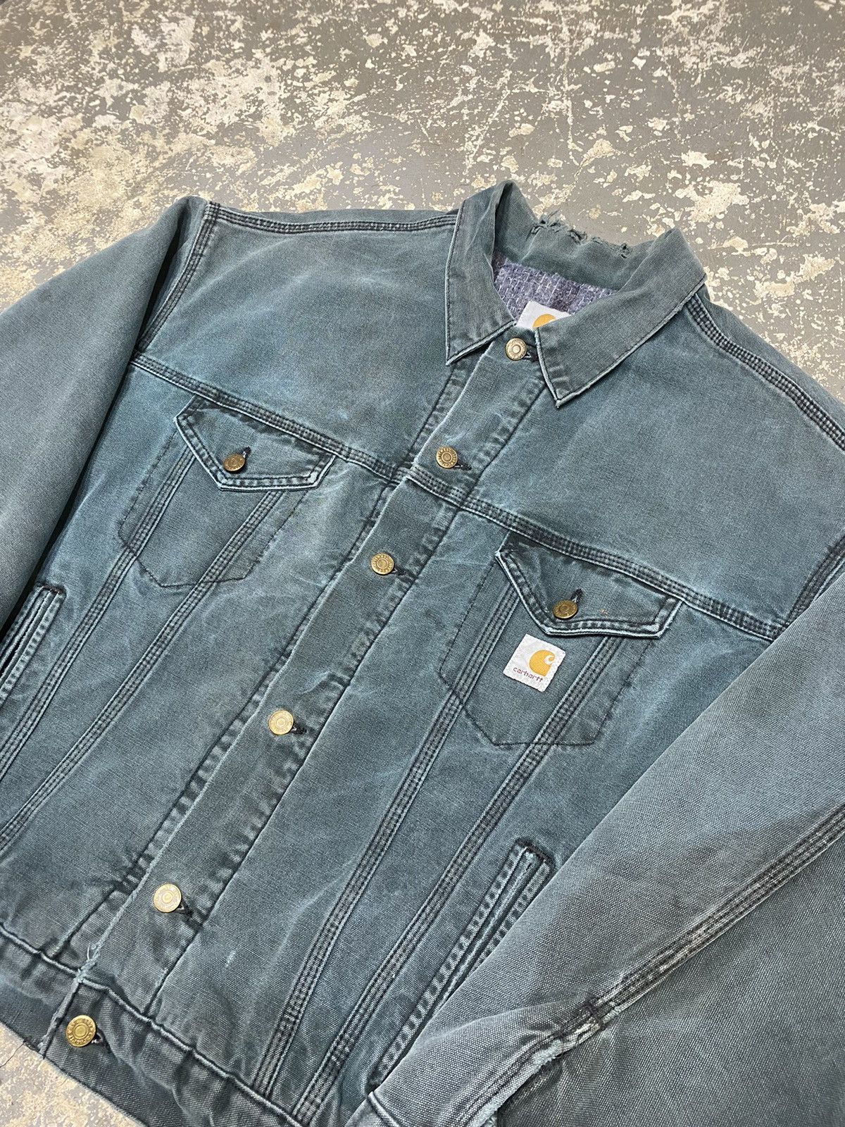Carhartt × Vintage Vintage Carhartt Cyan Trucker Jacket JB143 Size US L / EU 52-54 / 3 - 10 Thumbnail