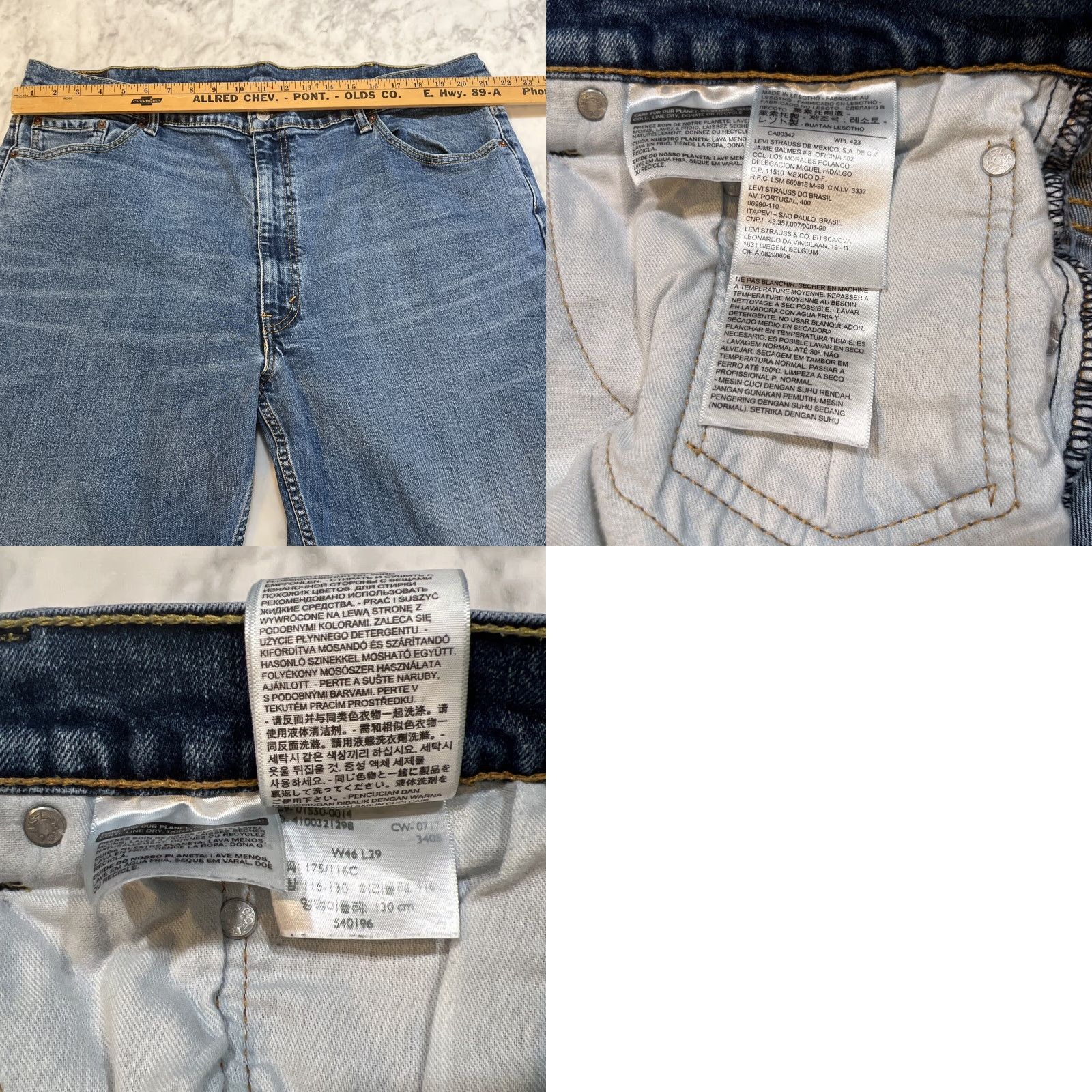 Levi's Levis 550 Relaxed Fit Jeans Mens 46x29 (44x28) Work Denim Construction Blue Size US 30 / EU 46 - 9 Thumbnail