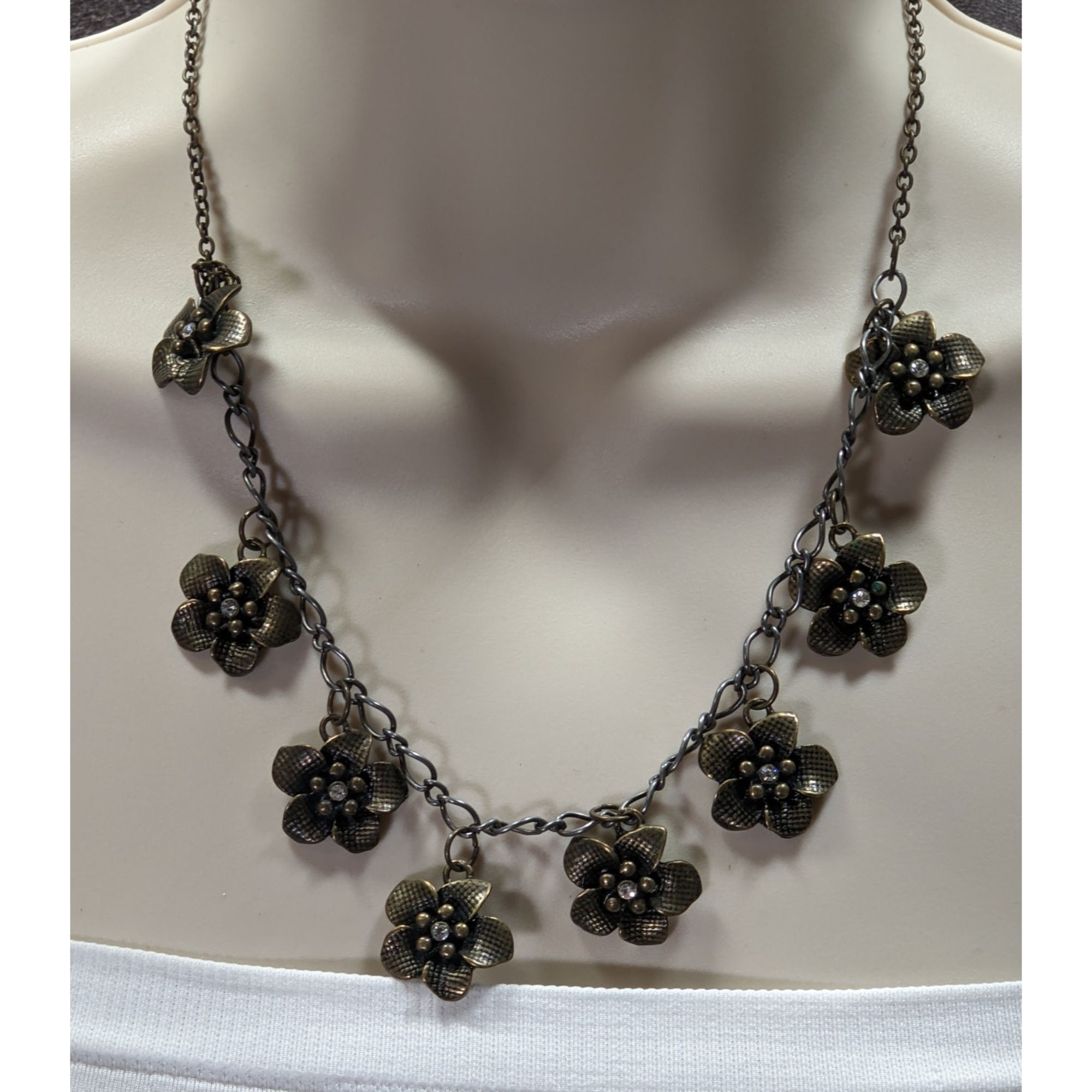 Other Boho Glam Flower Charm Necklace With Antique Gold Finish Size ONE SIZE - 3 Thumbnail