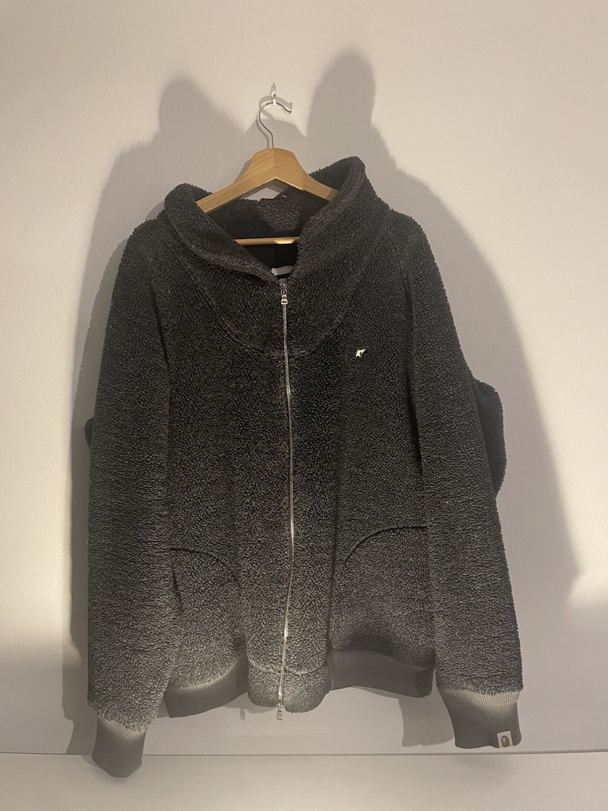 bape bapesta sherpa fleece grey